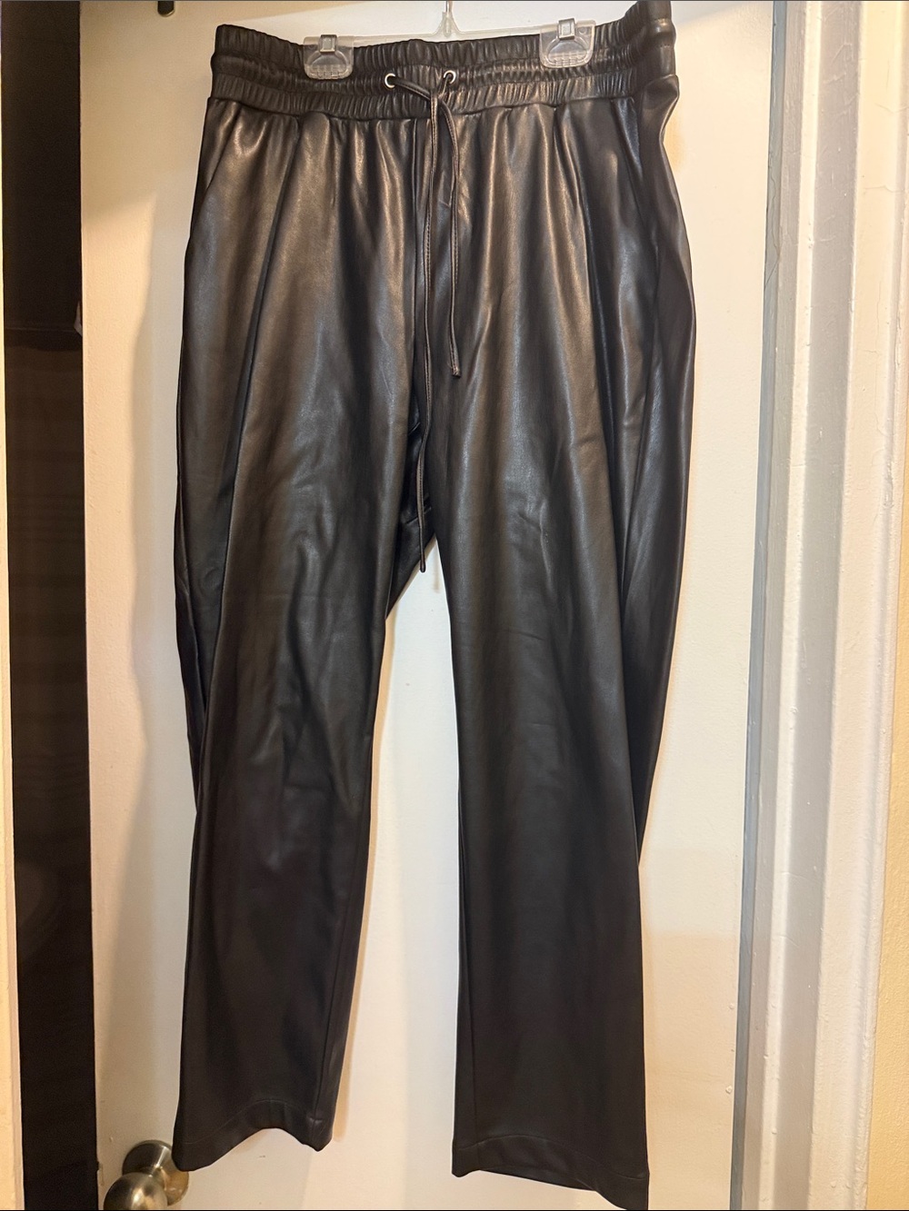 LOFT Black Faux Leather Jogger Pants